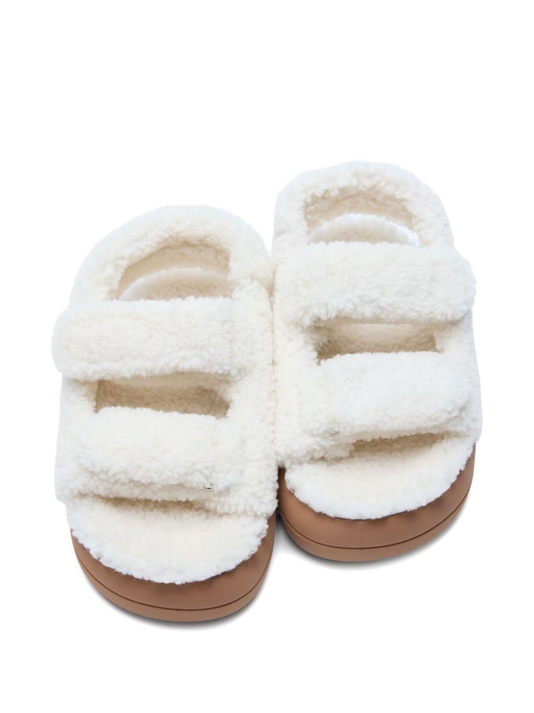 shearling double strap sandals by Selfnex