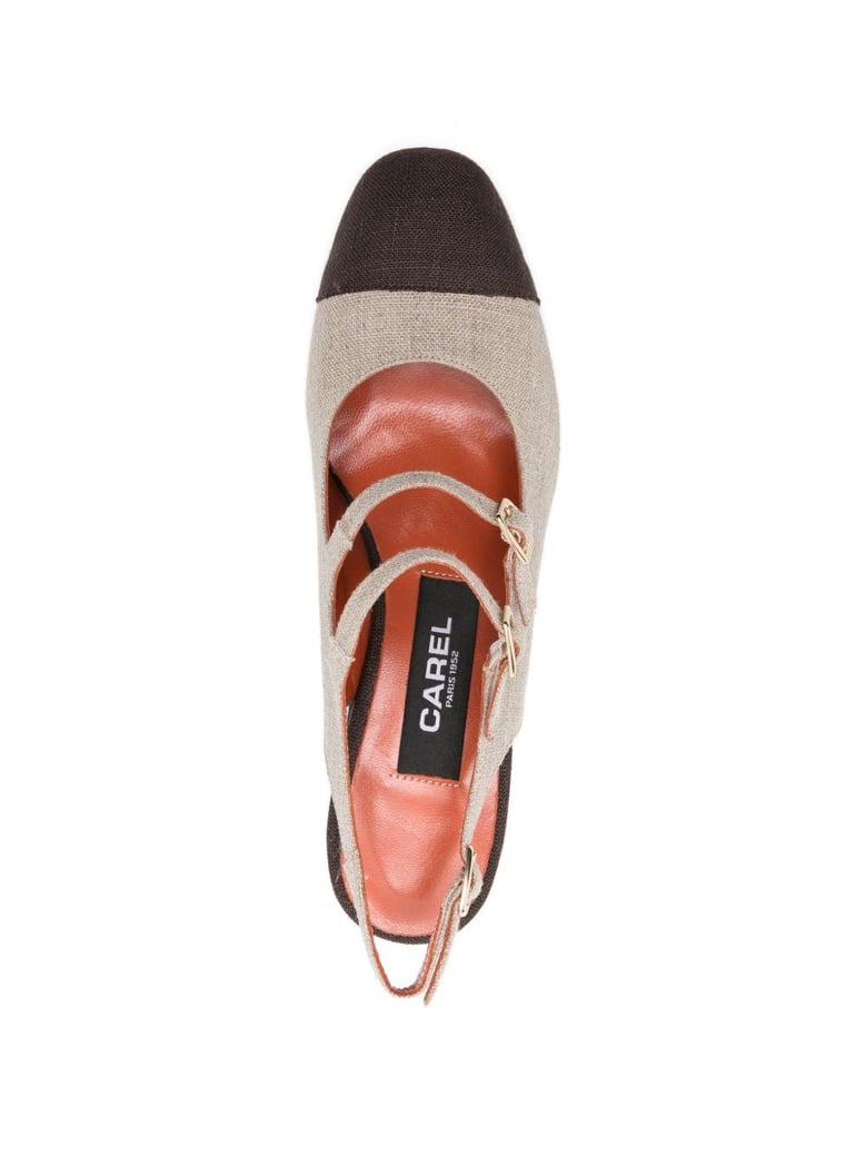 papaya slingback pumps by Selfnex