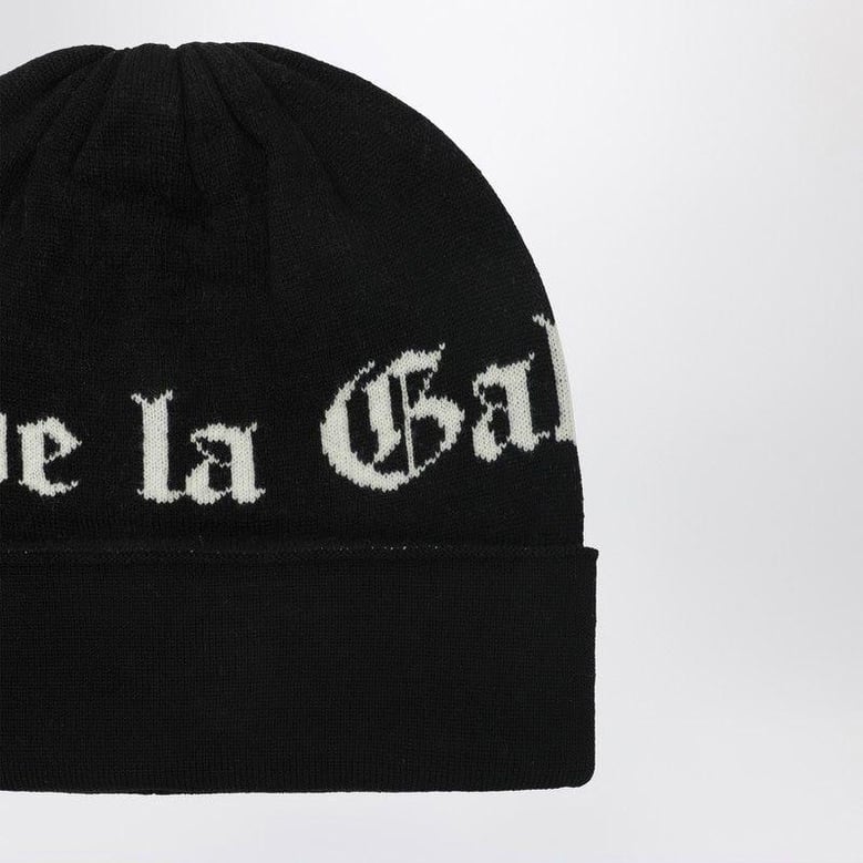 black wool beanie with logo intarsia by Selfnex
