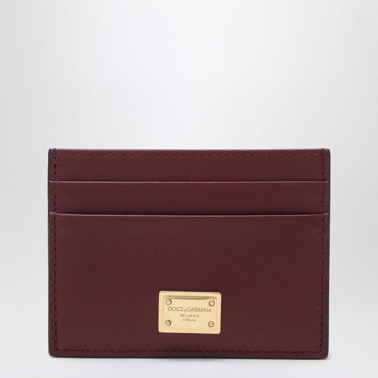 bordeaux leather cardholder with logo plate by Selfnex