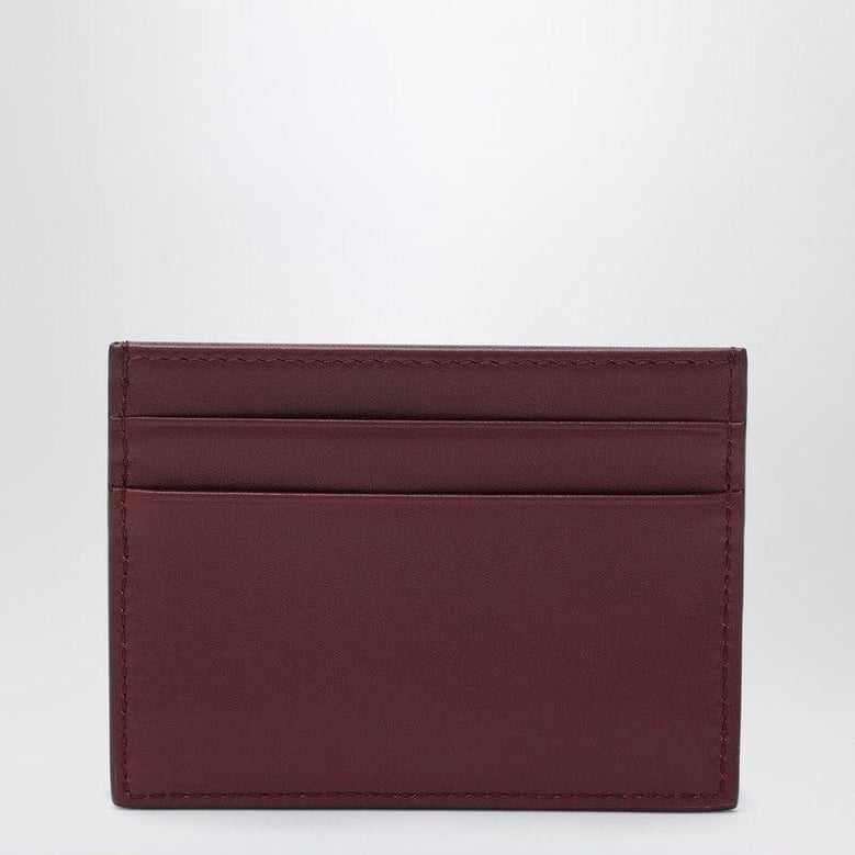 bordeaux leather cardholder with logo plate by Selfnex
