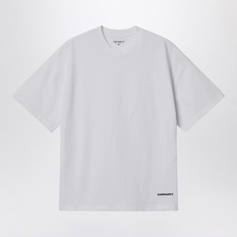 white s/s link script tshirt by Selfnex