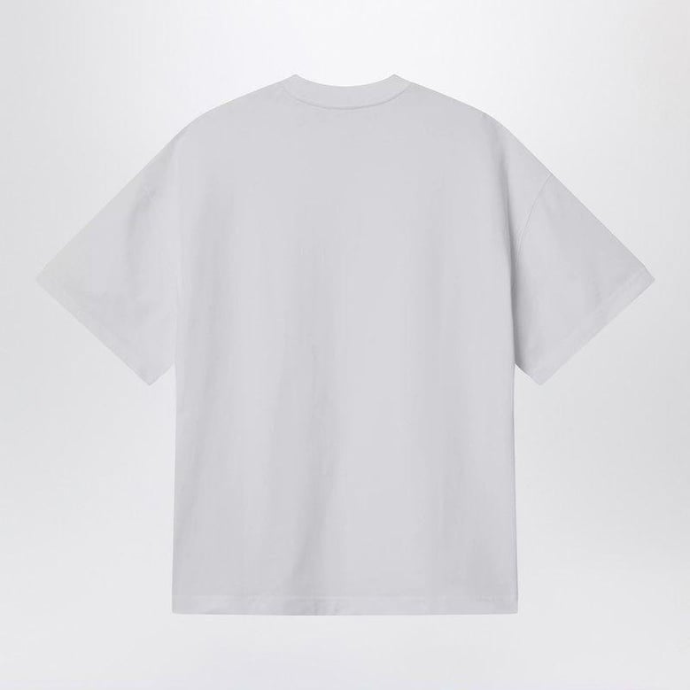 white s/s link script tshirt by Selfnex