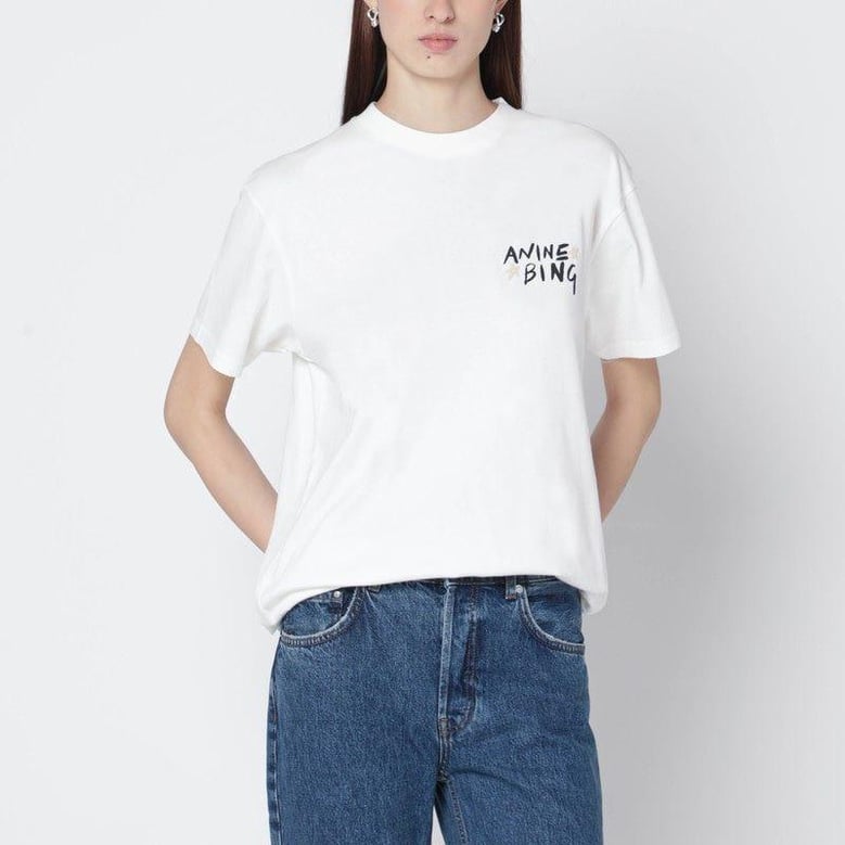 ivory tshirt with logo print by Selfnex