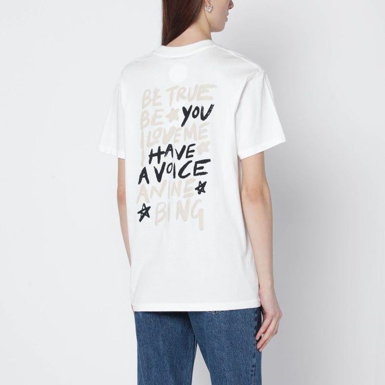 ivory tshirt with logo print by Selfnex