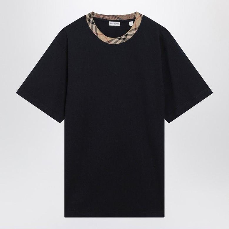 navy tshirt with check trims by Selfnex