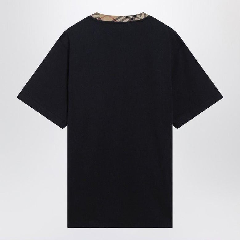 navy tshirt with check trims by Selfnex