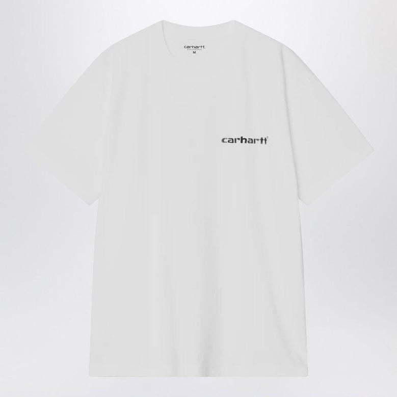 white cotton s/s caps tshirt by Selfnex