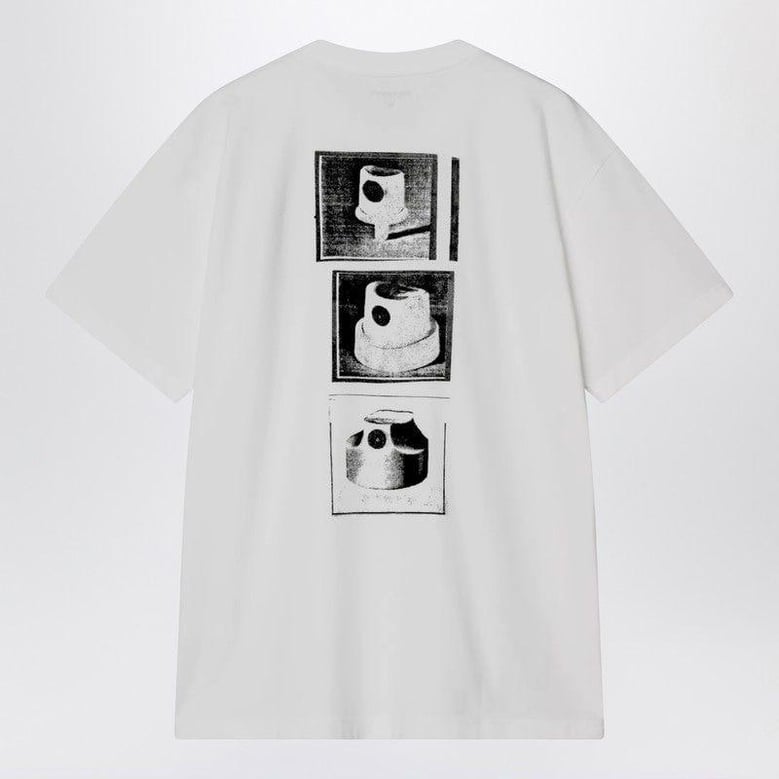 white cotton s/s caps tshirt by Selfnex