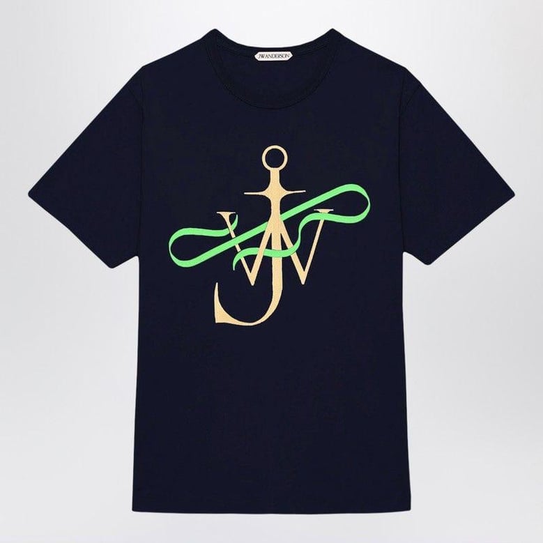 navy blue tshirt with logo print by Selfnex