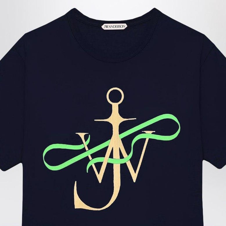 navy blue tshirt with logo print by Selfnex
