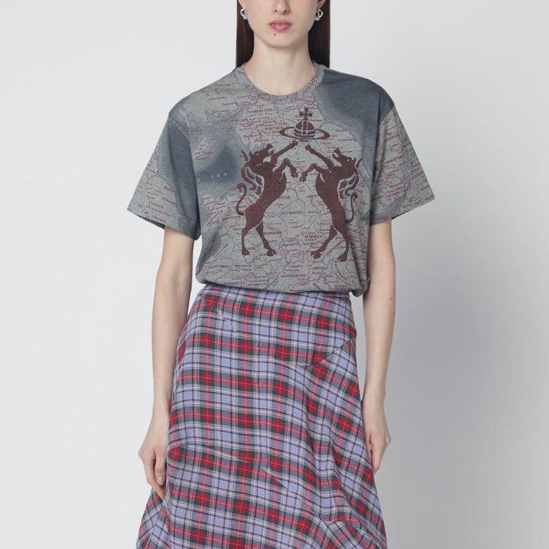 grey mélange tshirt with logo print by Selfnex
