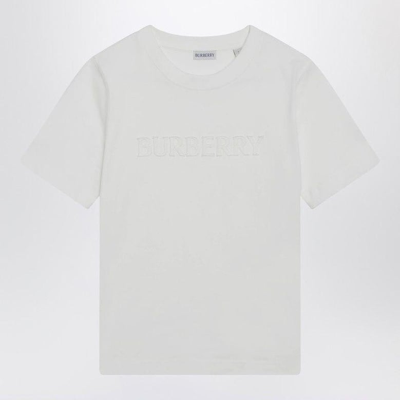 white tshirt with embroidered logo by Selfnex