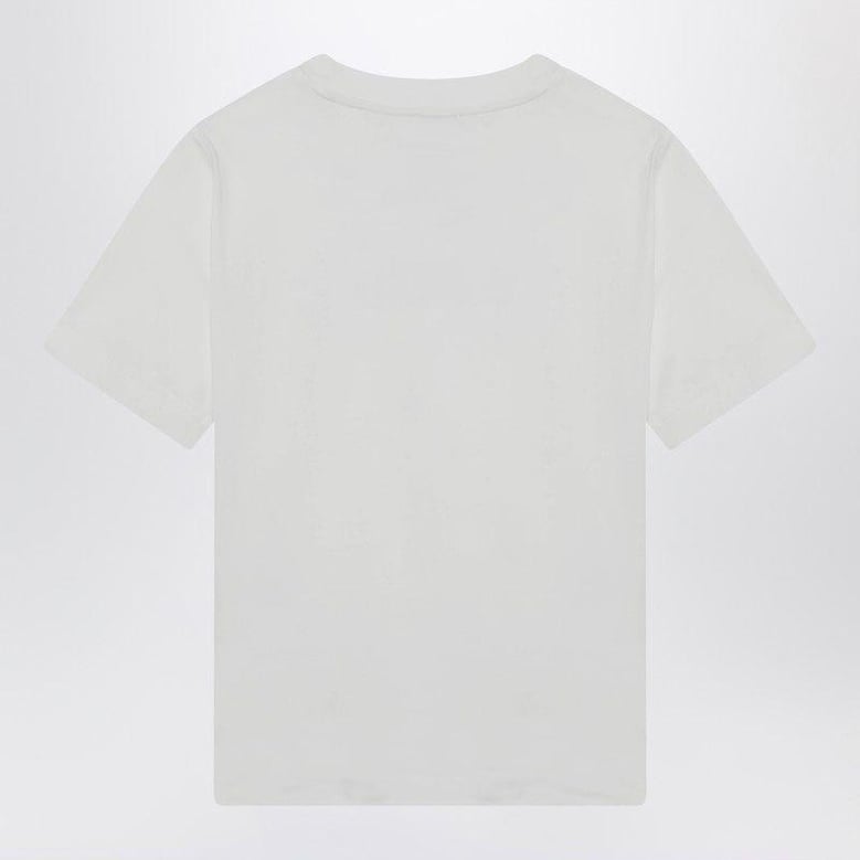 white tshirt with embroidered logo by Selfnex