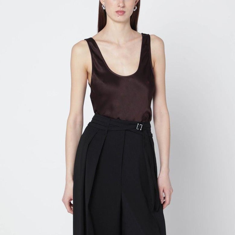 brown lea silk top by Selfnex