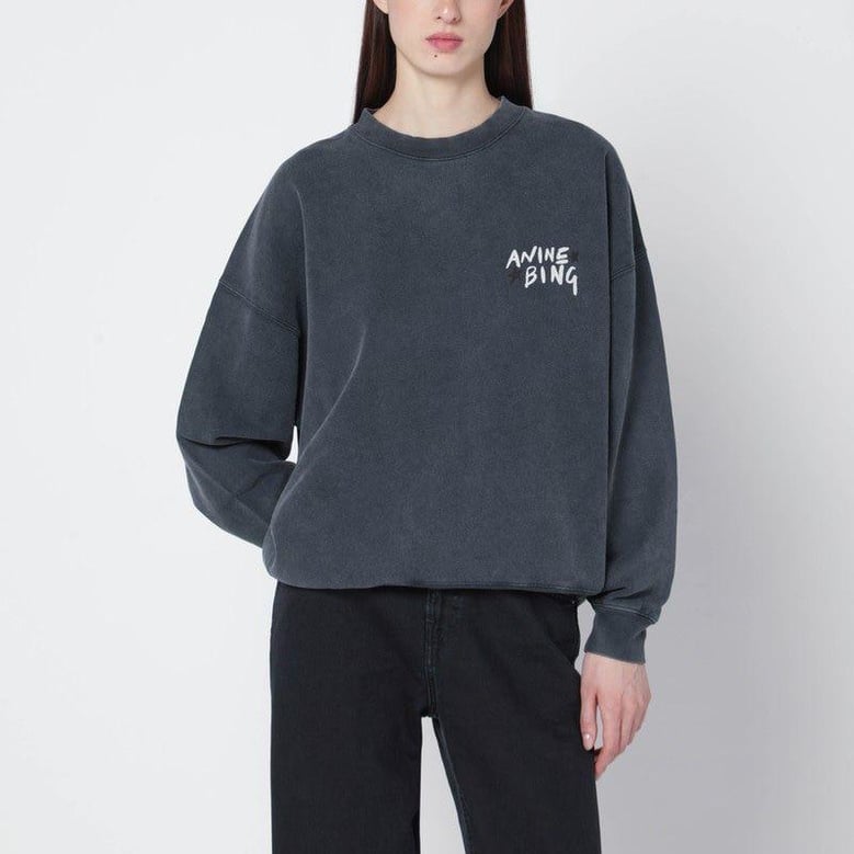 black washed oversized sweatshirt with logo by Selfnex