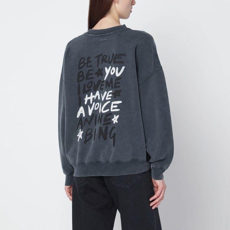 black washed oversized sweatshirt with logo by Selfnex