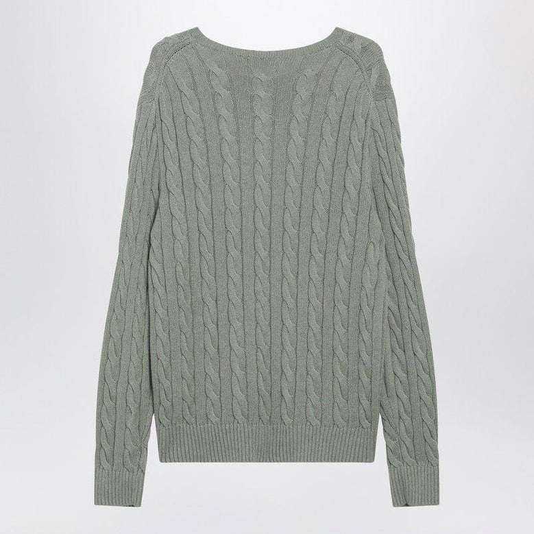 greygreen cotton cableknit sweater by Selfnex