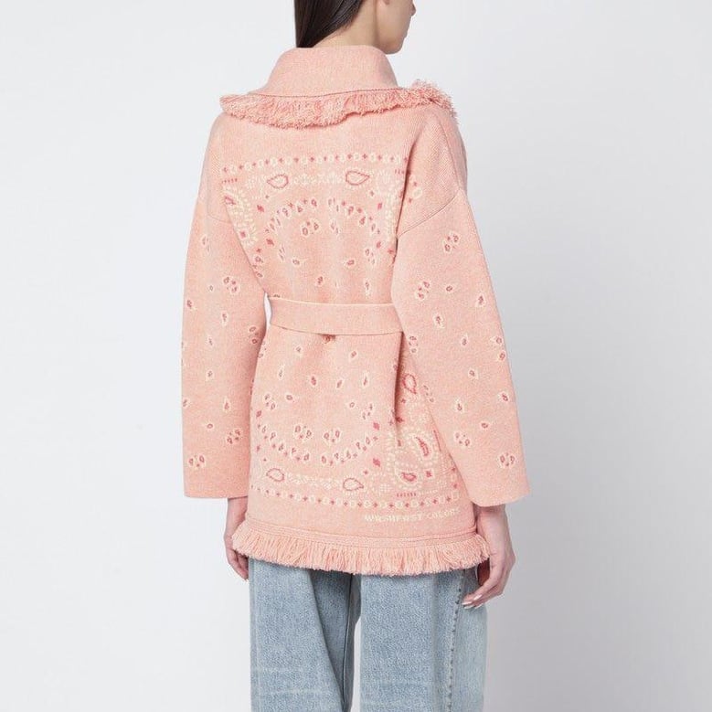 salmon pink paisley cardigan by Selfnex