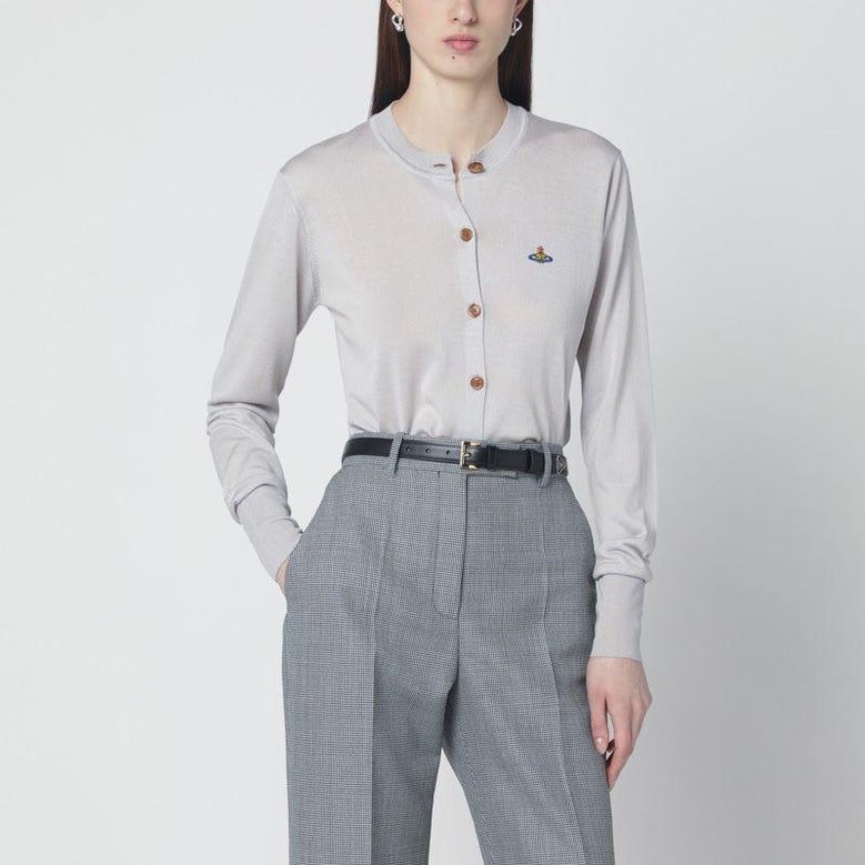 light grey wool and silk cardigan by Selfnex
