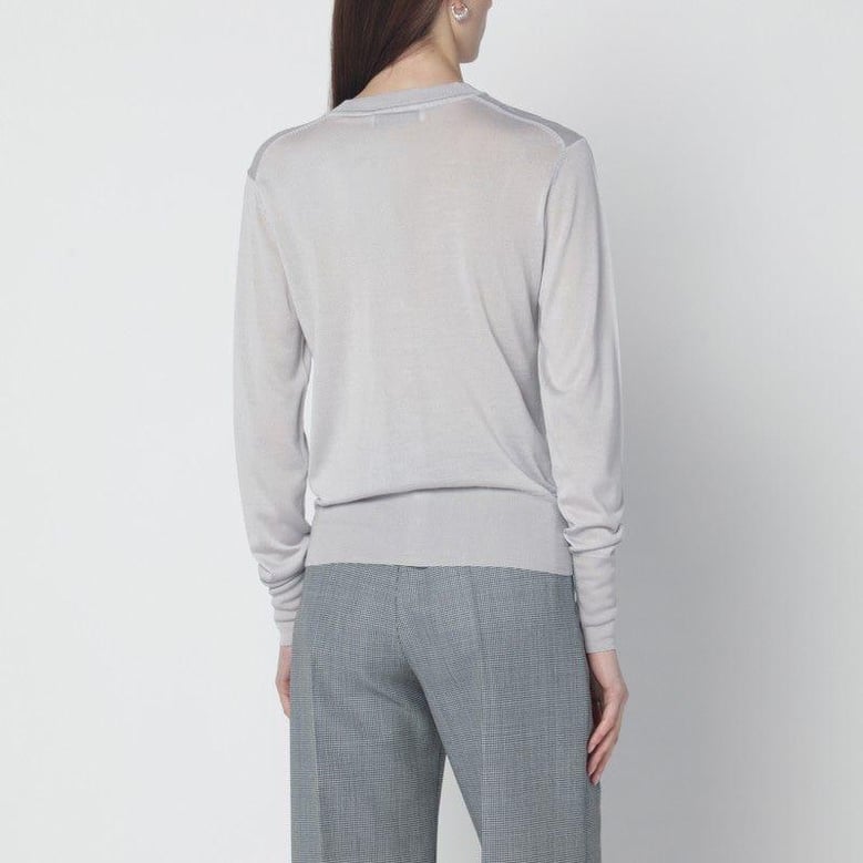 light grey wool and silk cardigan by Selfnex