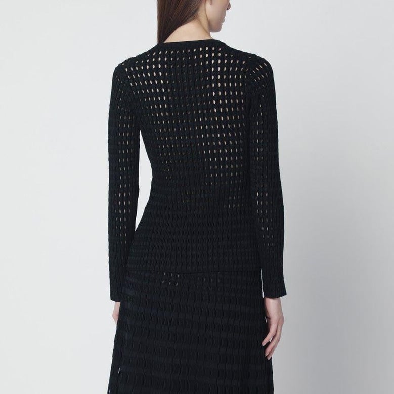 mabel black openwork knit cardigan by Selfnex