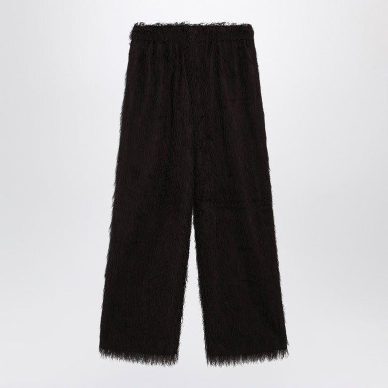 dark brown fringed trousers by Selfnex