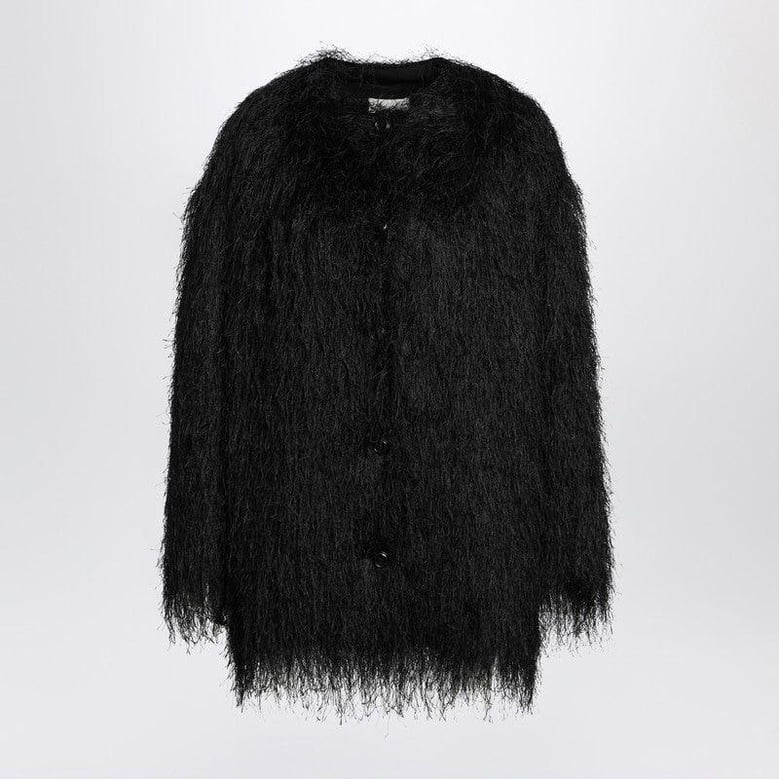 black filipo coat with fringes by Selfnex