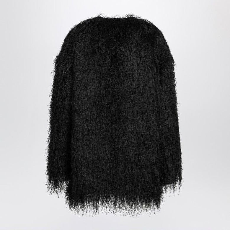 black filipo coat with fringes by Selfnex