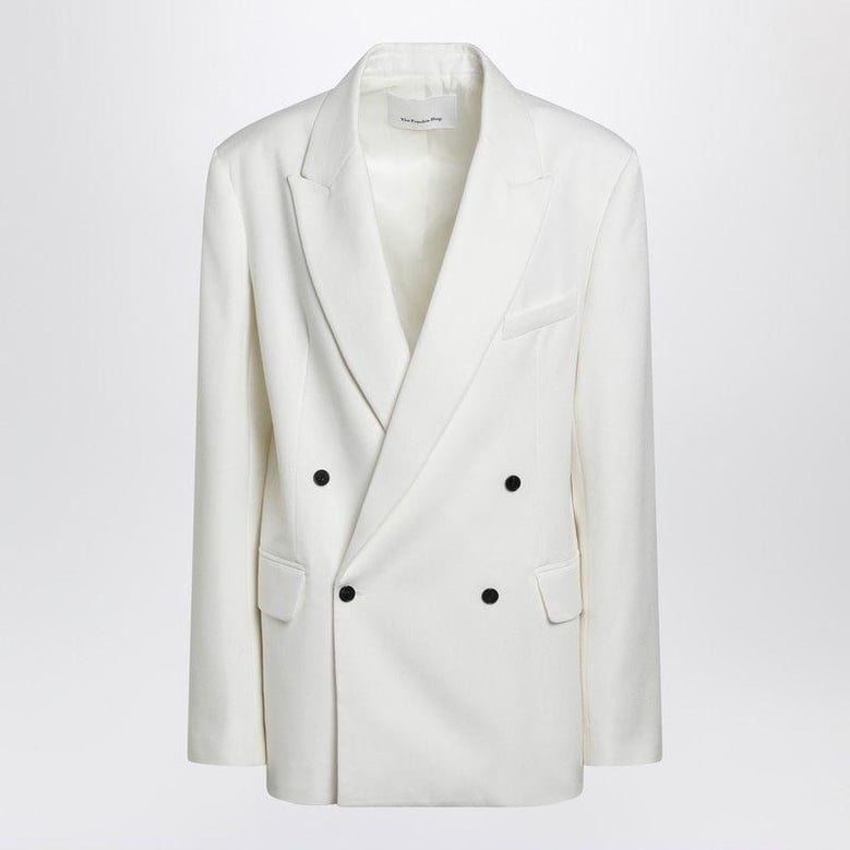 white doublebreasted woolblend jacket by Selfnex