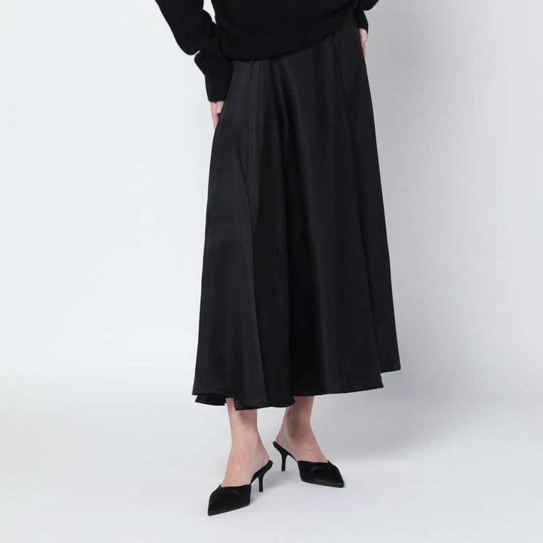 black christina silkblend midi skirt by Selfnex