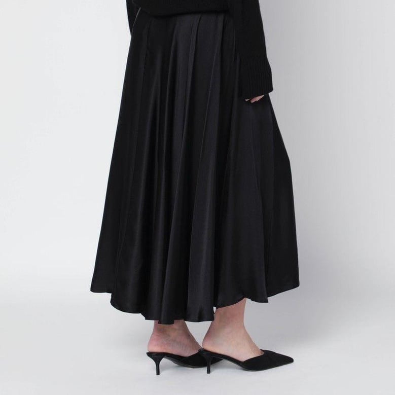 black christina silkblend midi skirt by Selfnex