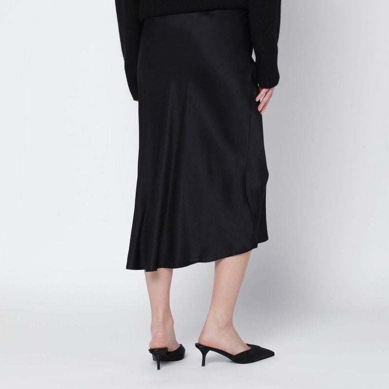 black silk bar midi skirt by Selfnex