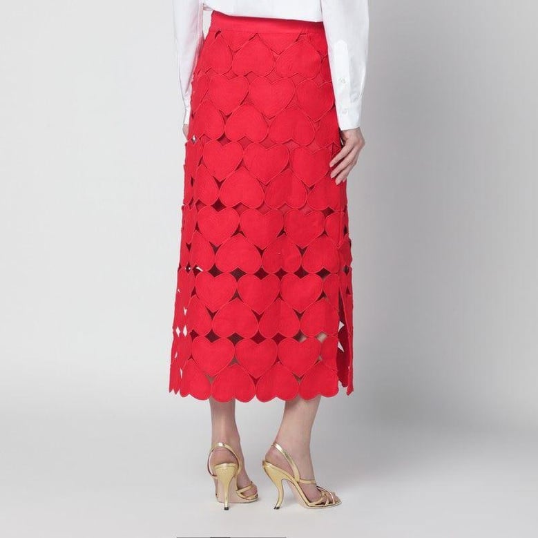 red linen hearts skirt by Selfnex