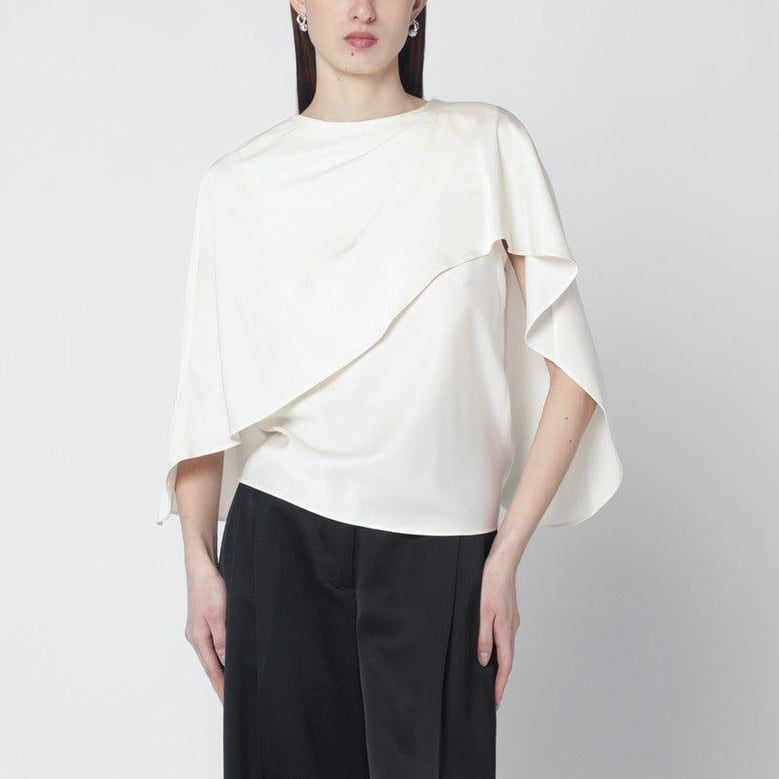 eliora cream satin blouse by Selfnex