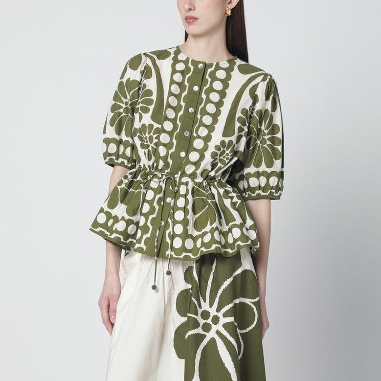 palermo blouse with green print by Selfnex