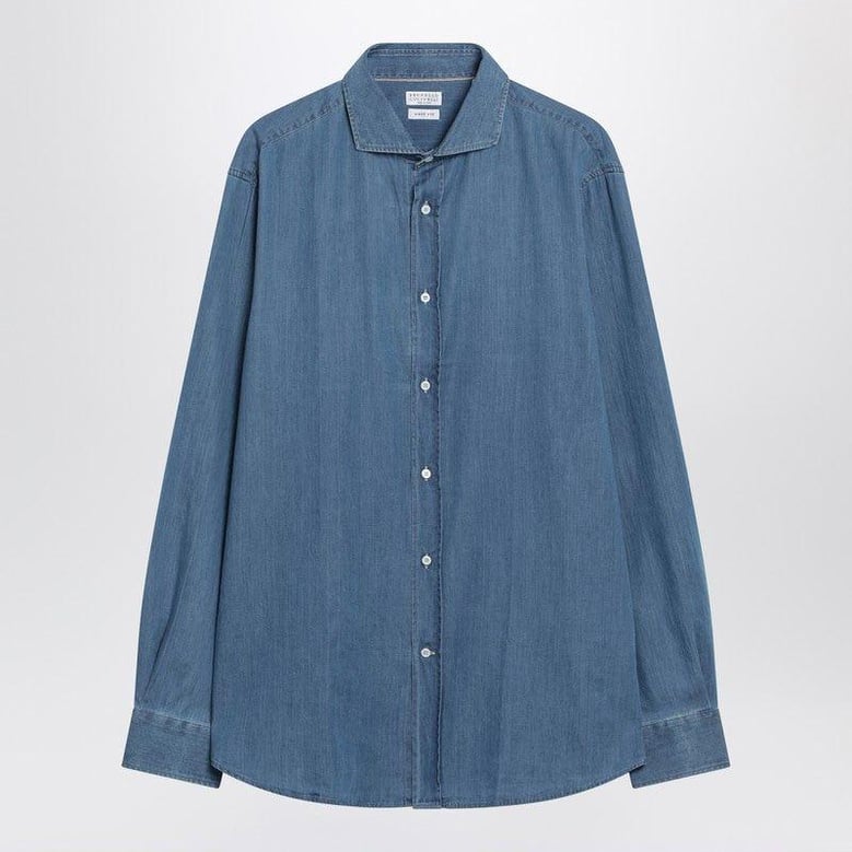 light blue easy fit denim shirt by Selfnex