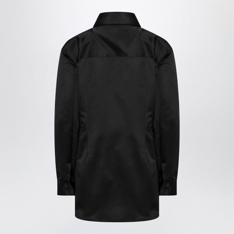 black satin shirt dress by Selfnex