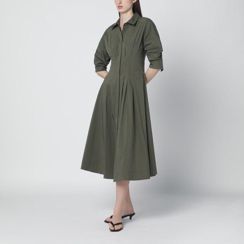 military green midi shirt dress by Selfnex