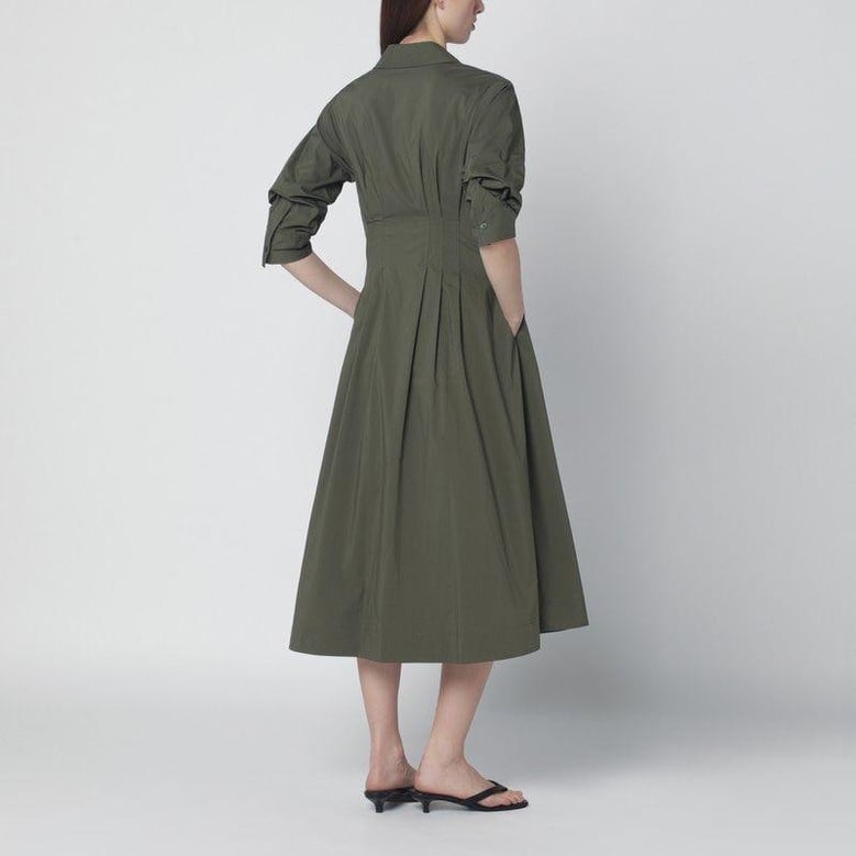military green midi shirt dress by Selfnex