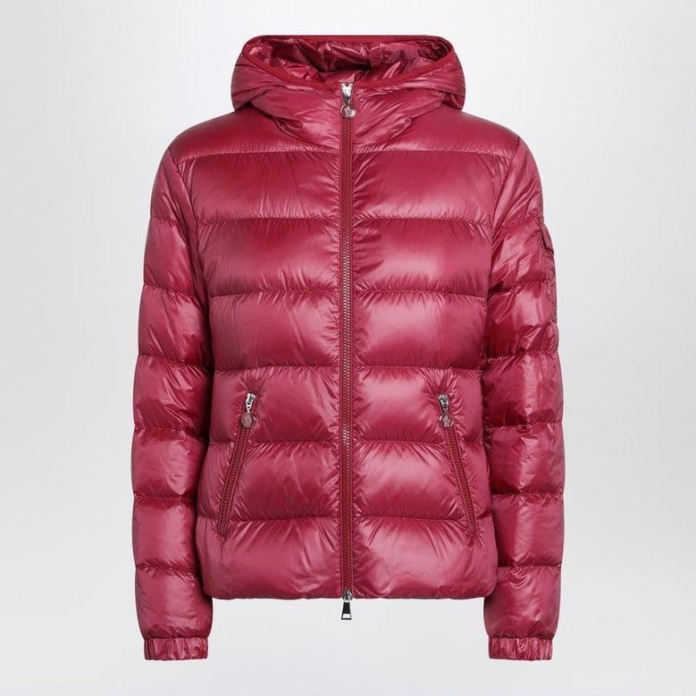 glesse short padded jacket with hood in red by Selfnex