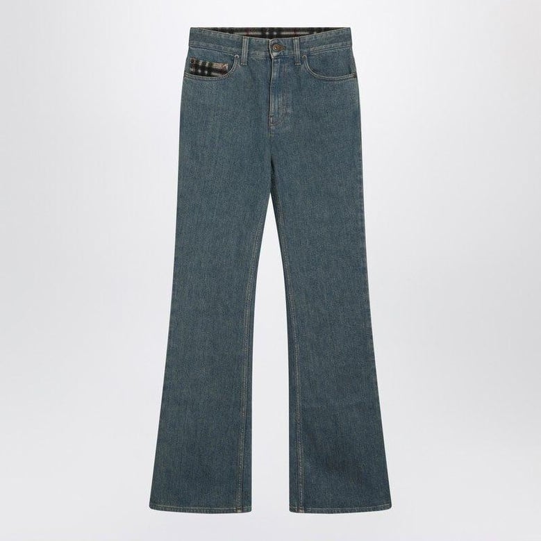 midblue jeans with checkpattern pocket by Selfnex