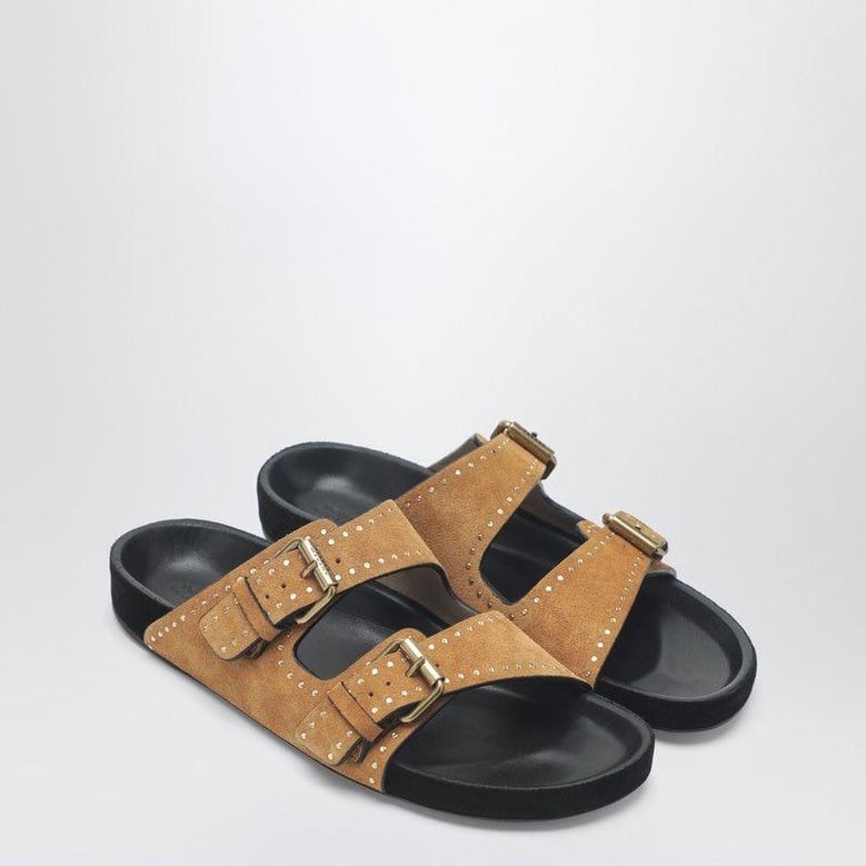 lennyo sandals in hazelnut suede by Selfnex