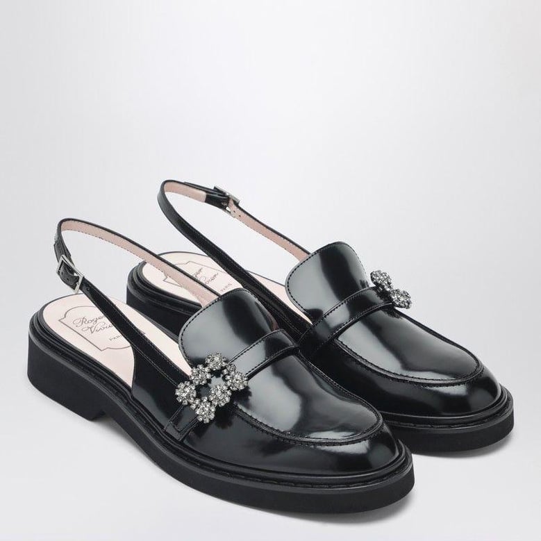 viv rangers black slingback loafers by Selfnex