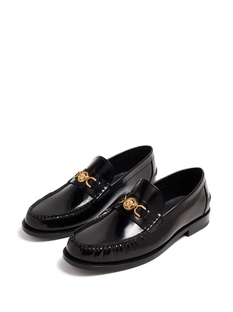 black leather medusa 95 loafers by Selfnex