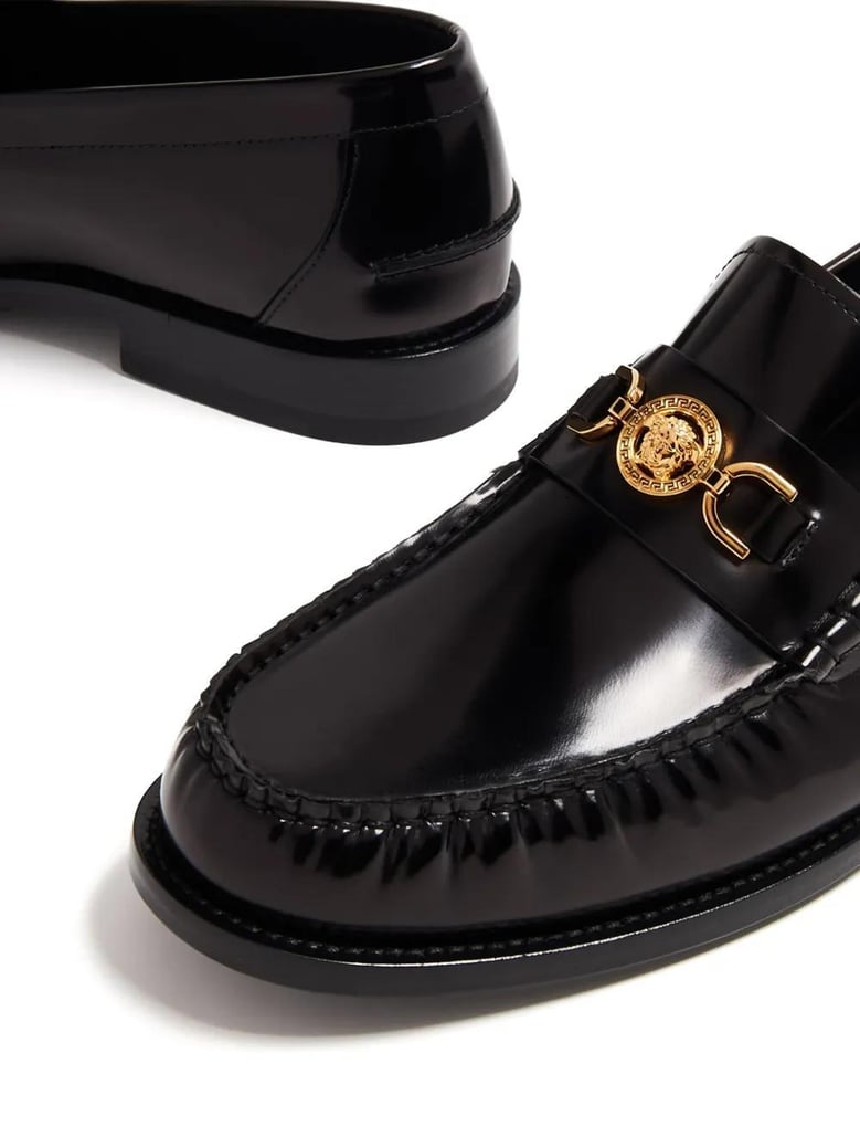 black leather medusa 95 loafers by Selfnex