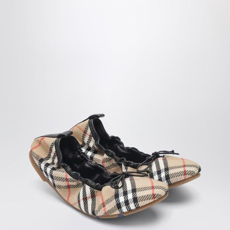 fawn check ballet flats beige by Selfnex