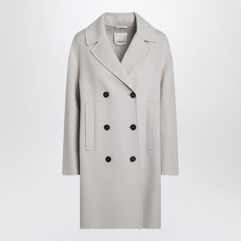 sandcoloured midi coat in wool drap by Selfnex