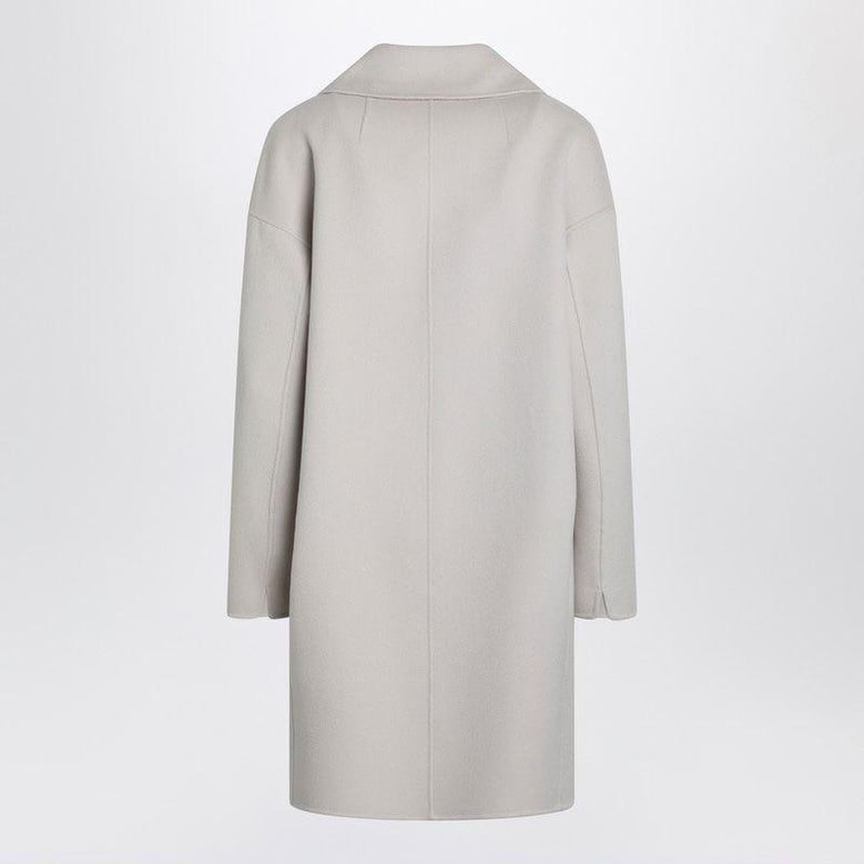 sandcoloured midi coat in wool drap by Selfnex