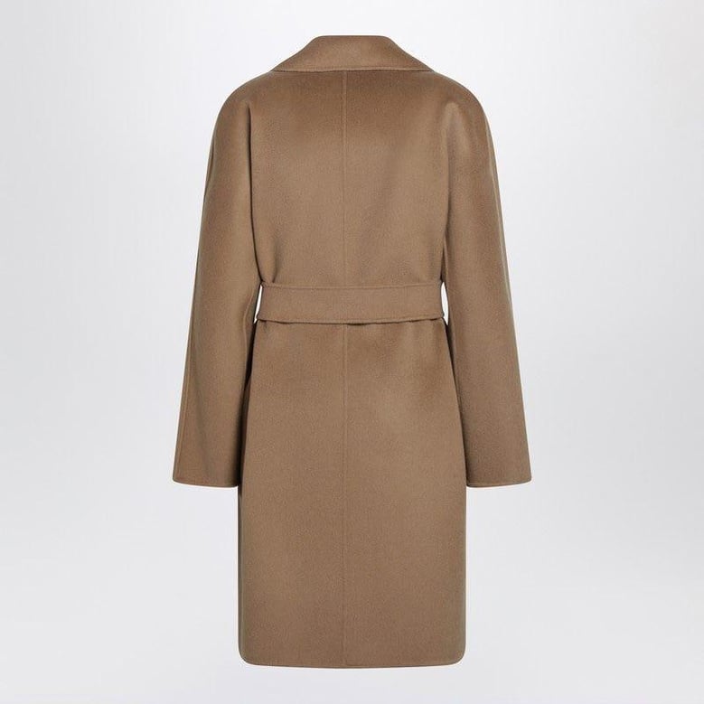 camel wrap coat in cashmere and wool by Selfnex